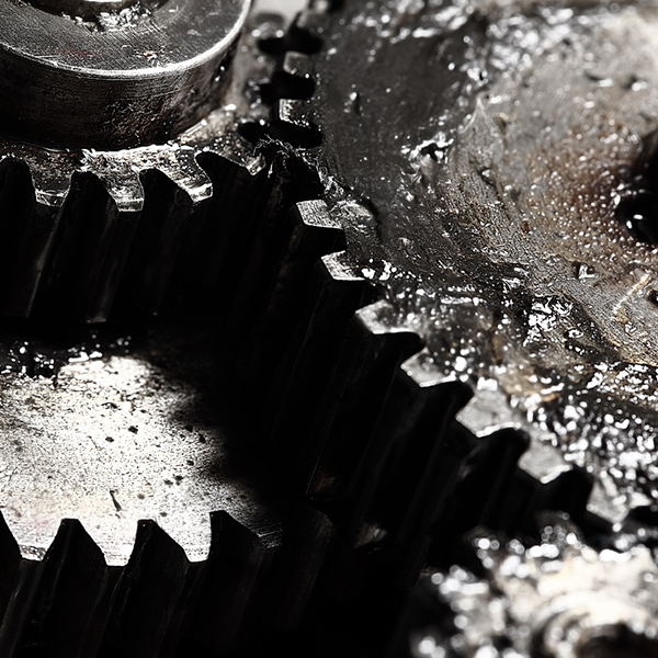 Oiled gears as small parts of large mechanism